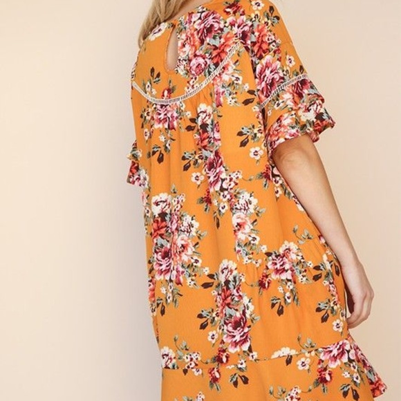 Floral Dress Mustard Roses Rose Sundress - Picture 3 of 3